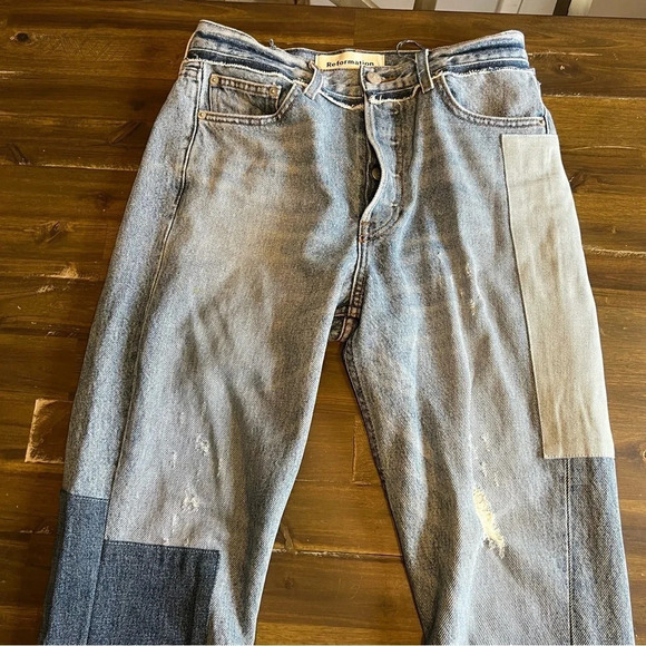 Reformation High Waisted Skinny Patch Distressed Jeans - Picture 6 of 12